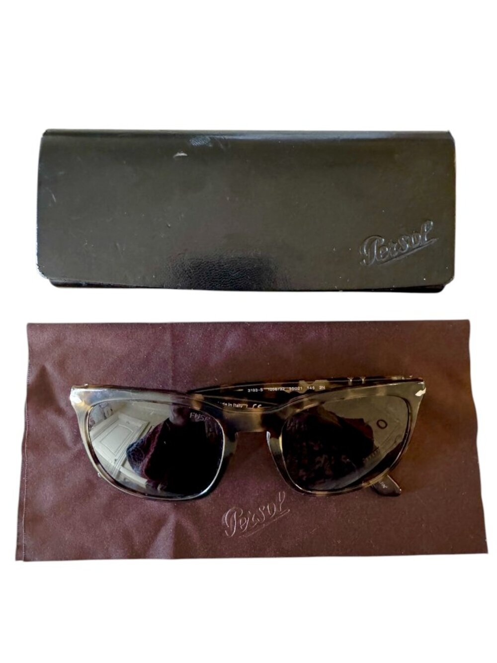 Persol 3193-S Tortoise Sunglasses • 55mm Grey Lenses • w/Case & Cloth • Italy